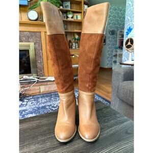 Jasper Conran Faux Suede and Leather High Heeled Buckled Boots Sz. 6